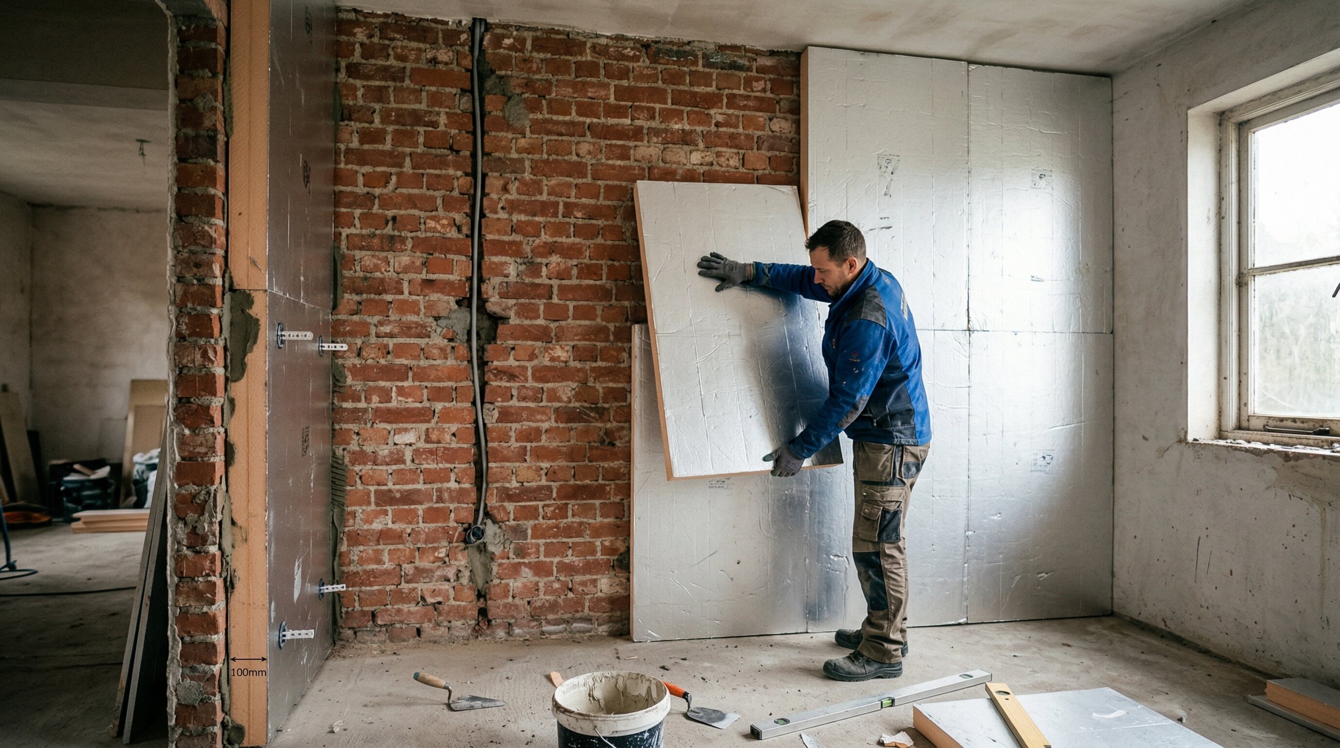 Docieplenie ściany od wewnątrz - płyty PIR i paroizolacja