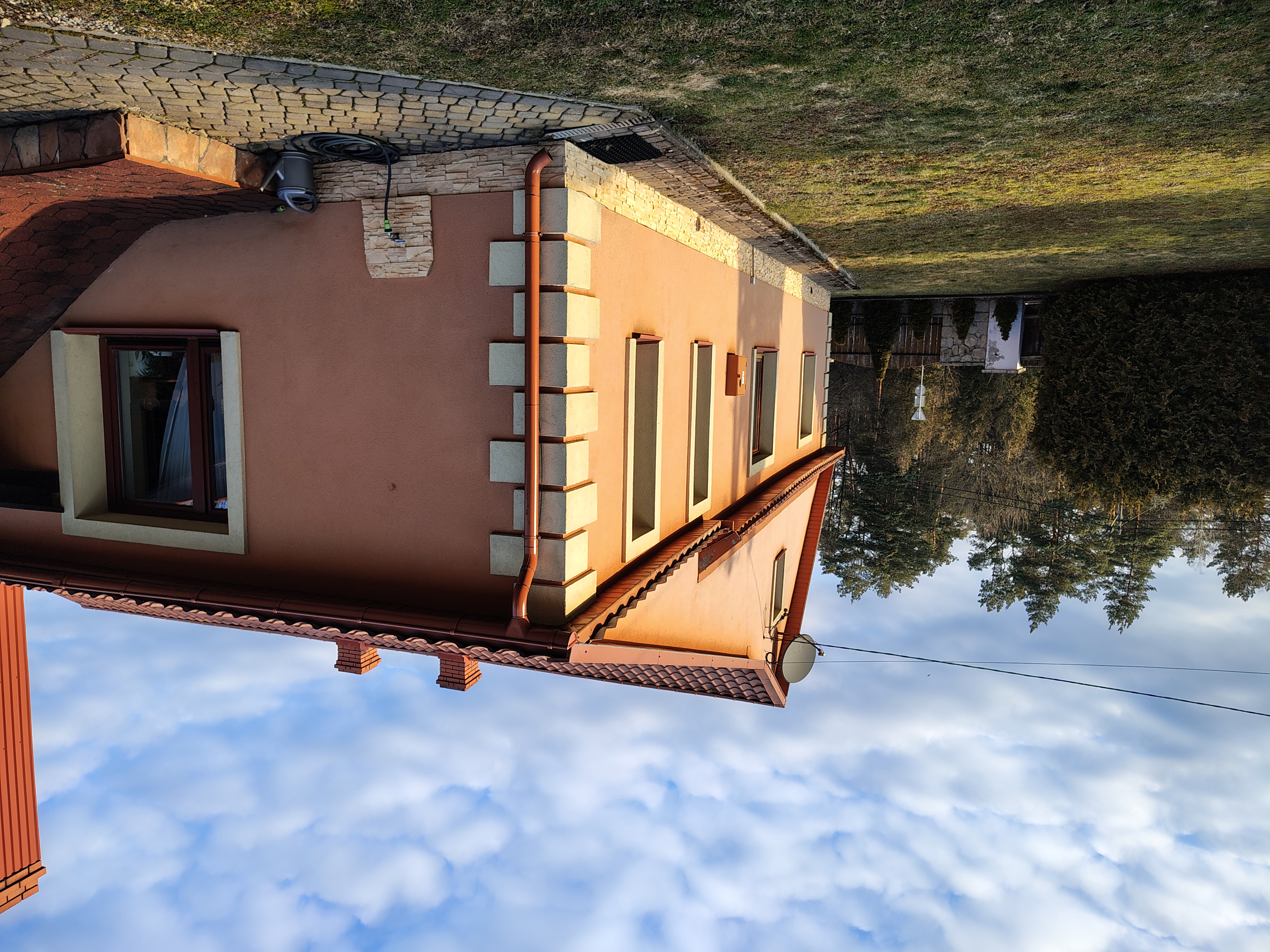 Dom jednorodzinny kremowa elewacja - widok 4